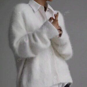 Brushed Eyelash Knit Drop Shoulder Cardigan